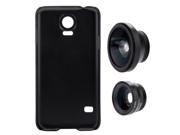 3 in 1 Phone Photo Lens 180° Fisheye 0.67X Wide Angle 10X Macro Kit Set with Back Case Cover for Samsung Galaxy S5 Black