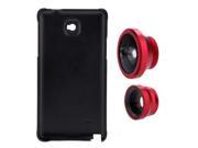 3 in 1 Phone Photo Lens 180° Fisheye 0.67X Wide Angle 10X Macro Set with Back Case Cover for Samsung Galaxy Note 4 IV Red