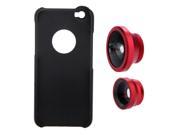 3 in 1 Smart Cell Phones Photo Len 180° Fisheye 0.67X Wide Angle 10X Macro Lens Kit Set with Hard Back Case Cover for iPhone 6 4.7 Red
