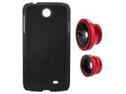 3 in 1 Phone Photo Lens 180° Fisheye 0.67X Wide Angle 10X Macro Lens Kit Set with Back Case Cover for Samsung Galaxy S4 Red