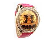 Arabic Numerals Display Gold Tone Ladybug Pendant Necklace Watch