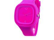 SODIAL Unisex Colorful Jelly Silicone Fashion Quartz Wrist Watch Rose Red