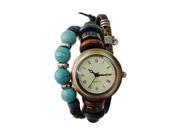 THZY Women s Vintage Beads Bell Decoration Leather Bracelet Wrist Watch brown