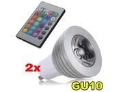 2pcs GU10 3W 16 Color RGB LED Light Bulb Lamp IR Remote Control