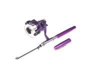 THZY Mini Aluminum Saltwater Fishing Tackle Pocket Pen Fishing Rod Pole Reel purple