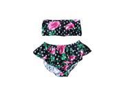 Fashion Sexy Strapless Flounced Floral Print Two Piece Swimsuit For Stylish Club Party Summer Swimwear M