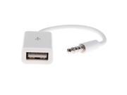 Car MP3 3.5mm Male AUX Audio Plug Jack To USB 2.0 Female Converter Cable Cord White