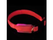 LED Plain Flashing Adjustable Safety Dog Cat Pet Collar XL Pink