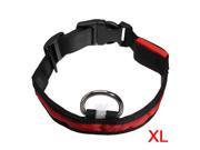 LED Flashing Safety Dog Pet Light Nylon Plain Collar Tag Red XL