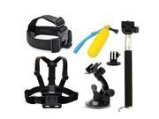 Combo Accessories Set Head Cheat Strap Handle Monopod Floating Mount Suction Cup Mount for GoPro Hero 3 3 4 and ANART A8 A9 W8 W9 Sports Camera