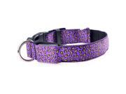 Flashing LED Safety Dog Collar Adjustable Size S purple