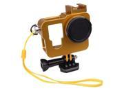 Aluminium Alloy Protective Housing Case Shield Lens Cover Strap Kit for GoPro Hero 4 Sport Camera Gold