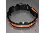 LED Flashing Safety Dog Pet Light Nylon Plain Collar Tag Orange S