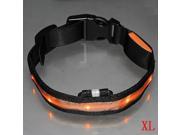 LED Flashing Safety Dog Pet Light Nylon Plain Collar Tag Orange XL