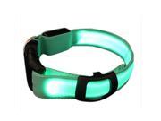 Flashing LED Safety Dog Collar Adjustable Size Width 2.5CM green