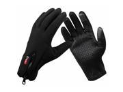 THZY Snowboard Skiing Riding Cycling Bike Sports Gloves Outdoor Windproof Winter Thermal Warm Touch Screen Silicone Palm Unisex Black XL