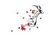 THZY Red Butterflies Flower Vine Home Room Art Mural Wall Sticker Decal