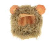 Pet Cat Dog Emulation Lion Hair Mane Ears Head Cap Autumn Winter Dress Up Headgear Light tan M