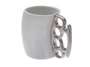 Knuckle Duster Large Mug Fisticup Coffee Cup Handle Gift White Black Silver UK