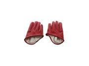 Women s Faux Leather Five Finger Half Palm Gloves Red