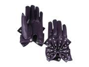 1X Paire De gloves Pour Femmes Filles Papillon PU Cuir Doux Violet L