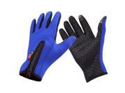 THZY Snowboard Skiing Riding Cycling Bike Sports Gloves Outdoor Windproof Winter Thermal Warm Touch Screen Silicone Palm Unisex Blue M