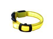 Flashing LED Safety Dog Collar Adjustable Size Width 2.5CM Yellow