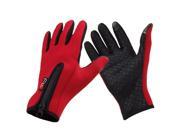 THZY Snowboard Skiing Riding Cycling Bike Sports Gloves Outdoor Windproof Winter Thermal Warm Touch Screen Silicone Palm Unisex Red S
