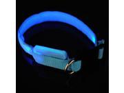 LED Plain Flashing Adjustable Safety Dog Cat Pet Collar XL Blue