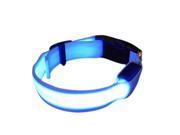Flashing LED Safety Dog Collar Adjustable Size Width 2.5CM Blue
