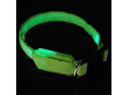 LED Plain Flashing Adjustable Safety Dog Cat Pet Collar XL Green
