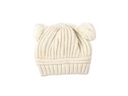 Korean Baby Love Dual Ball Wool knit sweater Cap Winter Hat Beige