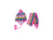 Warm Winter Baby Dot Rabbit Hat Knit Caps Ear Flap Scarf Set Pink