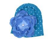 1pcs Baby Newborn Boy Girl White Dot Blue Hat Cap with Blue Flower Blue