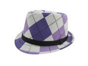 Baby Cap Kid Hat Mixing Style Jazz Cap Trilby Purple Large Lattice