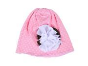 1pcs Baby Newborn Boy Girl White Dot Pink Hat Cap with White Flower Pink