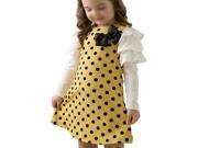 Autumn spring children clothing girls polka dot dress long sleeve kids clothes girls princess dress yellow 90CM