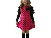 Autumn spring children clothing girls polka dot dress long sleeve kids clothes girls princess dress rose red 110CM