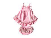 Baby Girl 2pcs Clothing Set Ruffle Bloomers Cute Pink T shirts with Floral Ruffle Toddler Cotton Clothing M