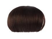 THZY Straight Bangs Smooth Extensions Fringe Wig Dark Brown