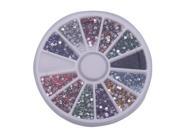 1800pcs 2mm 12 Color Nail Art Rhinestones Glitter Tips Round Shape Deco Wheel