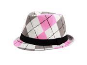 Baby Cap Kid Hat Mixing Style Jazz Cap Trilby Pink Large Lattice