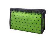 Black Lady Zippered Lace Dotted Mesh Rectangular Cosmetic Bag Pouch Organizer