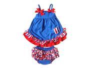 Baby Girl 2pcs Clothing Set Ruffle Bloomers Cute Dark Blue T shirts with Red Floral Ruffle Toddler Cotton Clothing S