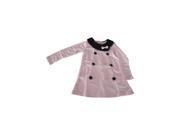Spring and Autumn Girls Double breasted Bow Peter Pan Collar Dress Children Princess Dress Pink Size 100CM