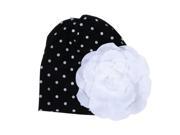 1pcs Baby Newborn Boy Girl White Dot Black Hat Cap with White Flower Black