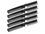 Black Plastic Double Headed Foldable Straight Hair Beauty Comb 5 Pcs