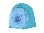 1pcs Baby Newborn Boy Girl Light Blue Hat Cap with Light Blue Flower Light Blue