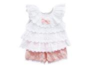 Baby Toddler Girl Ruffled T shirt Top Dots Shorts Suits 2pcs Outfit Clothes Pink 70