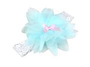 Baby Girl Hairband Wedding Elastic Ruffle Flower Bow Knot Soft Blue